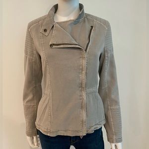 Lucky Brand Light Taupe Full Zip Moto Jacket